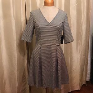 Plunge Neck Striped Dress